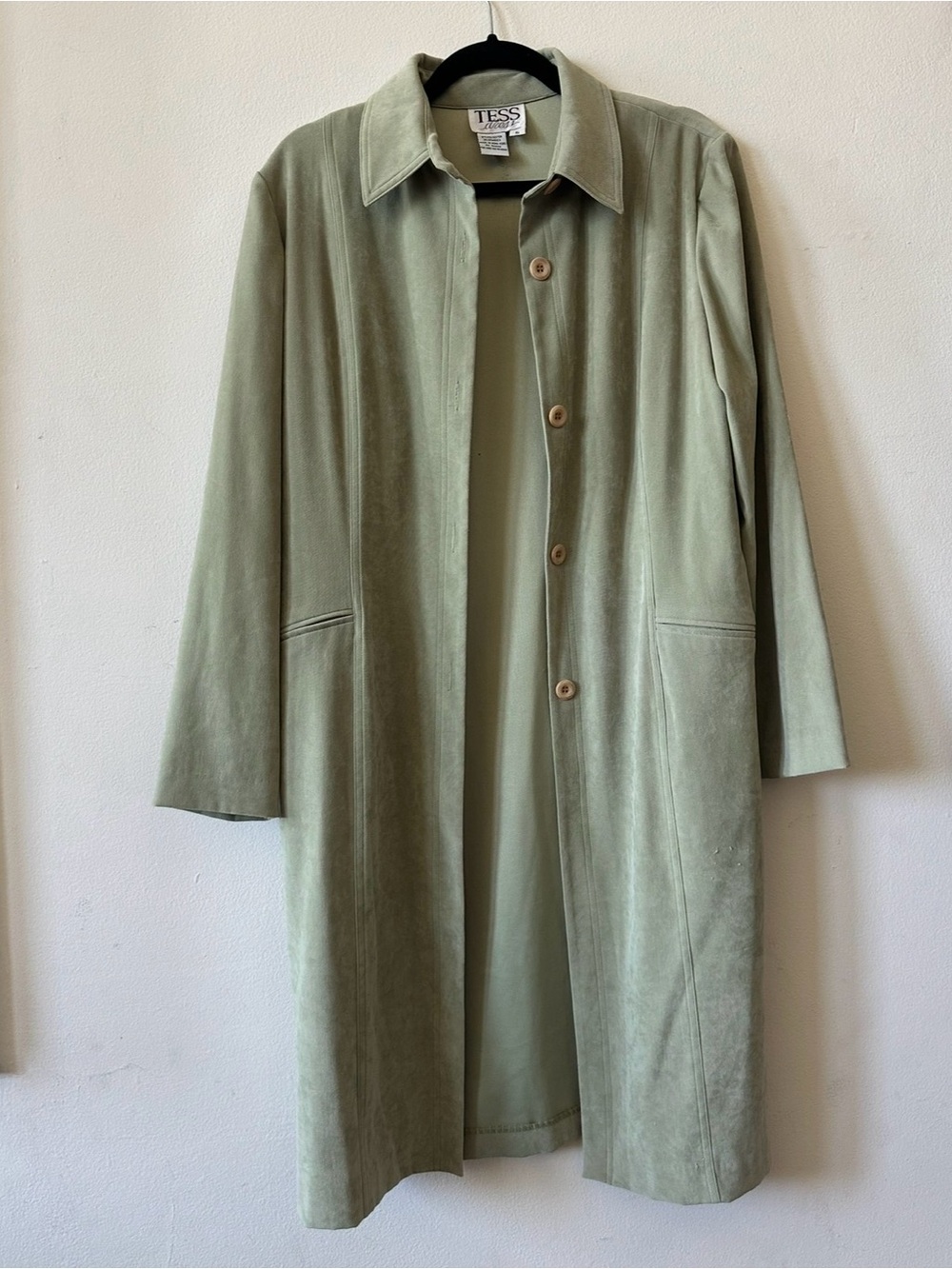 Sage Green Suede Long Coat
